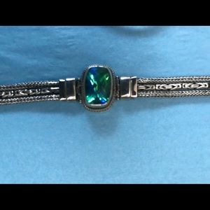 Awesome Sterling Silver and Sea Stone Bracelet